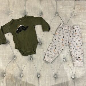 Carter's Green and Gray Dinosaur Baby Set